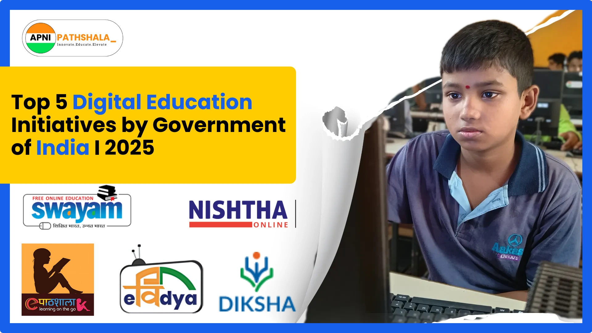 A student learning through digital education initiatives by the government of India.
