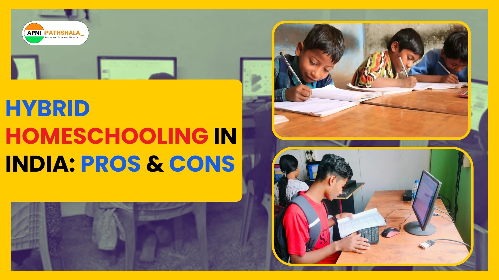 Students under a hybrid homeschooling setup in India