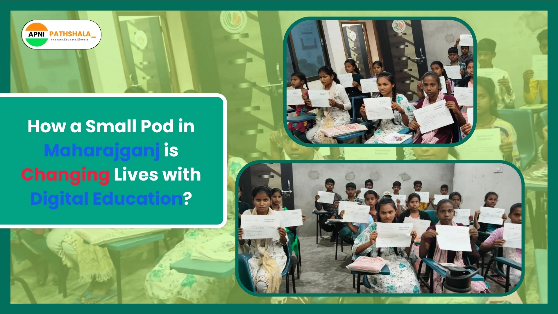 Students getting digital education in a rural part of Maharajganj (1)