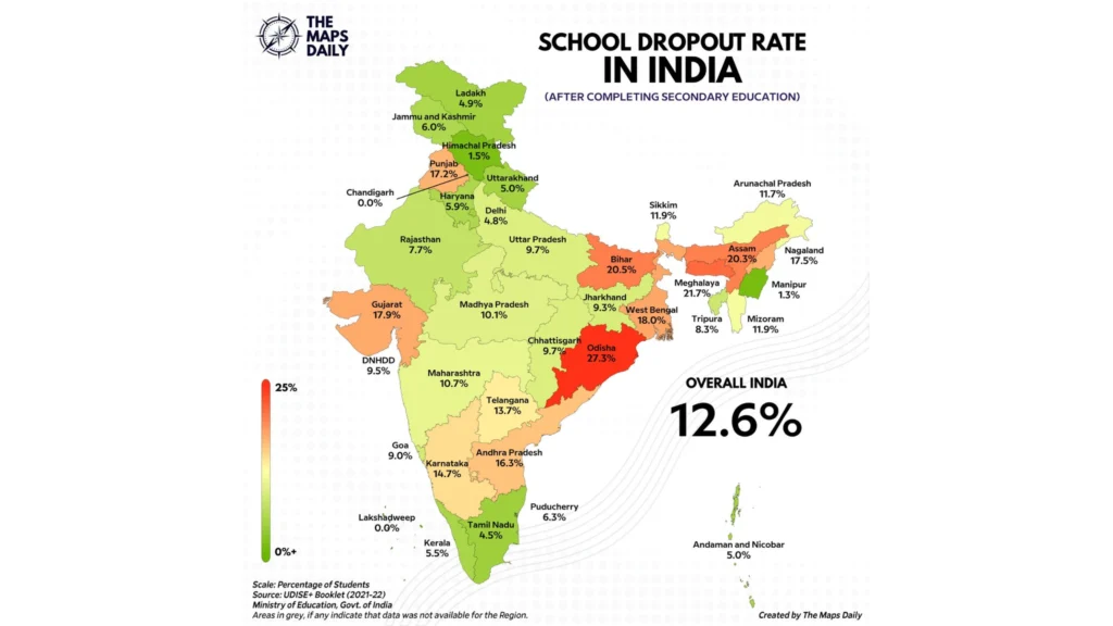 School Dropout Rate in India Map