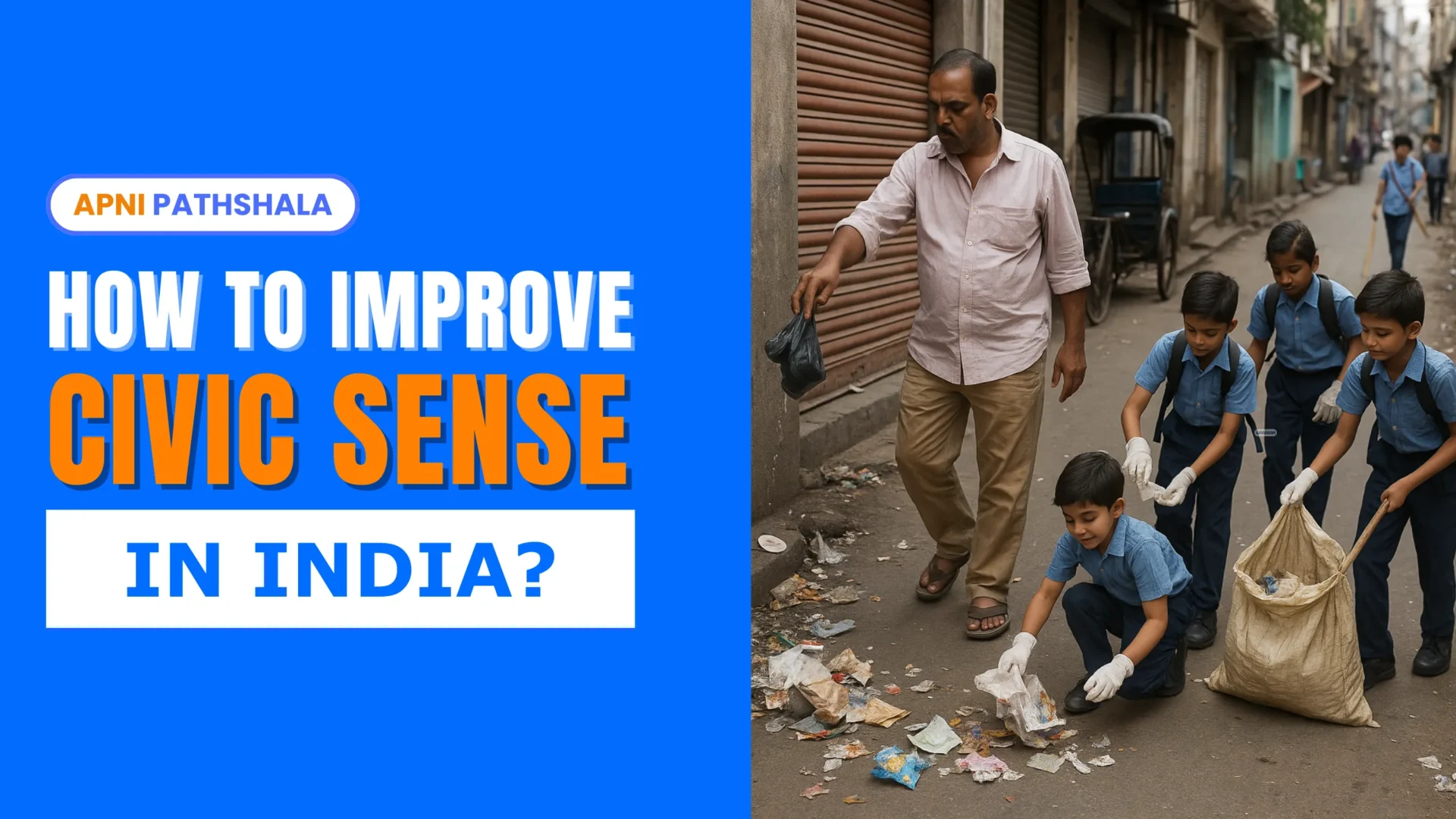 School students cleaning Indian streets – how to improve civic sense in India through student action.