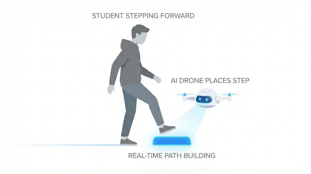 AI-based learning dashboard analyzing student performance data
