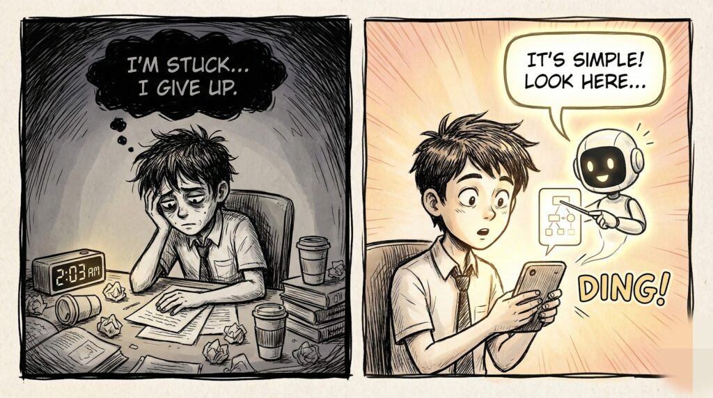 "Doubt-solving for NEET preparation at night"