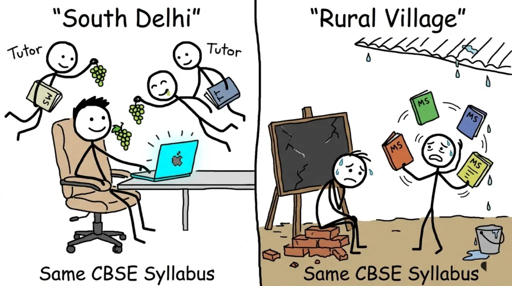 South Delhi vs rural village education gap under same CBSE syllabus