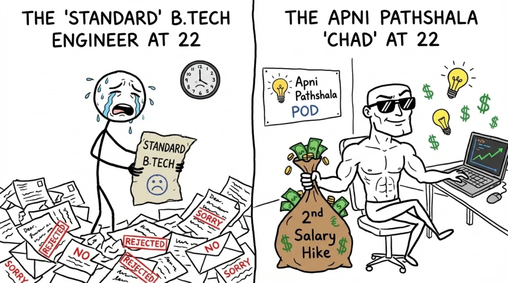 B.Tech graduate struggling vs digital skills student succeeding