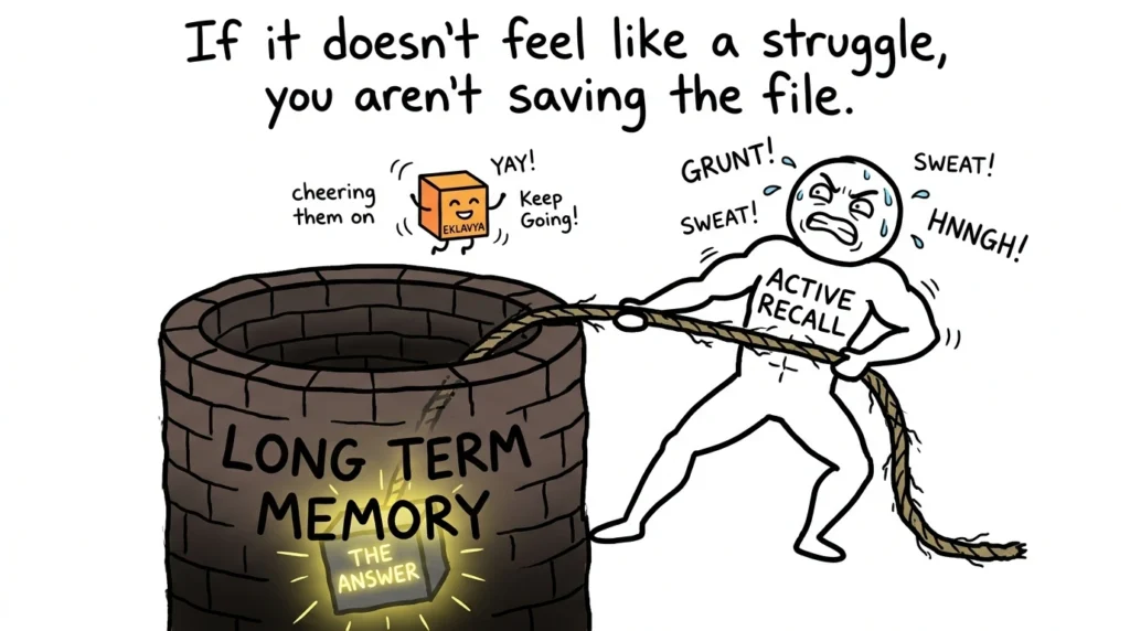 Active recall helping store information in long-term memory through effortful learning