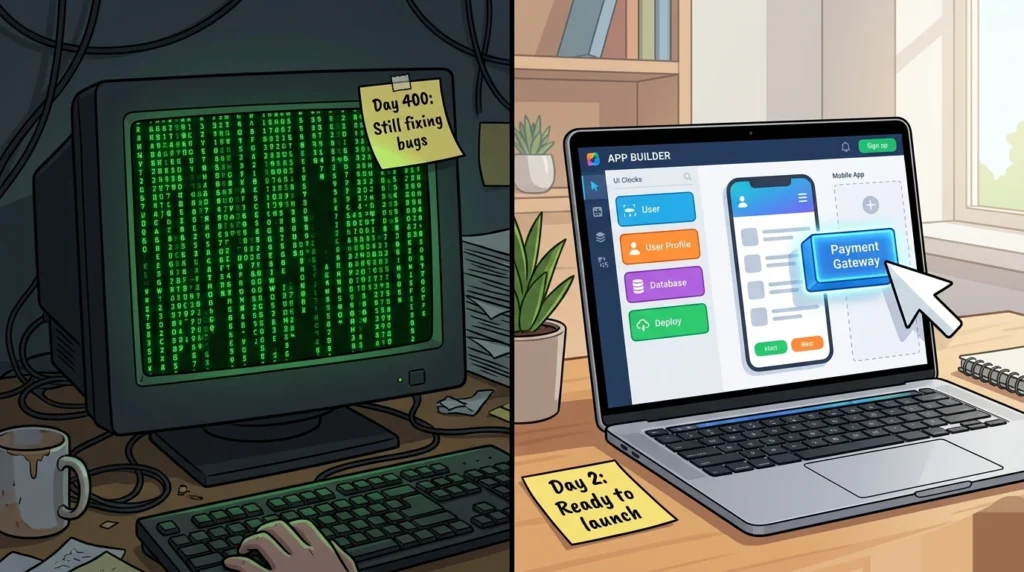 Development Progress: Day 400 of fixing bugs vs. Day 2 of app builder launch readiness.