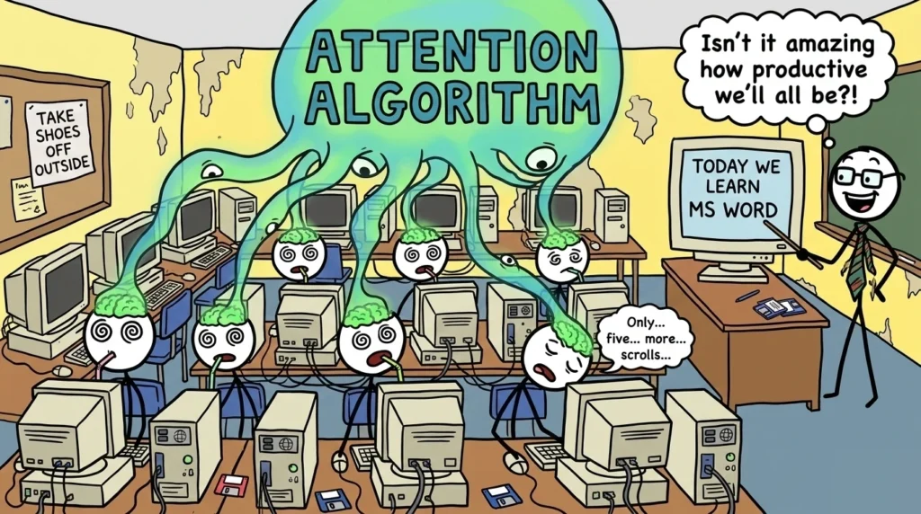 Students distracted by attention algorithm in an old computer classroom

Select 90 more words to run Humanizer.