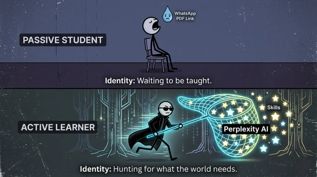 Passive student waiting vs active learner using AI to gain skills