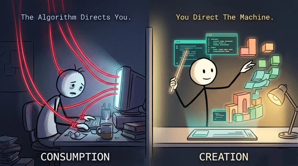 Difference between content consumption and creation in digital learning for students