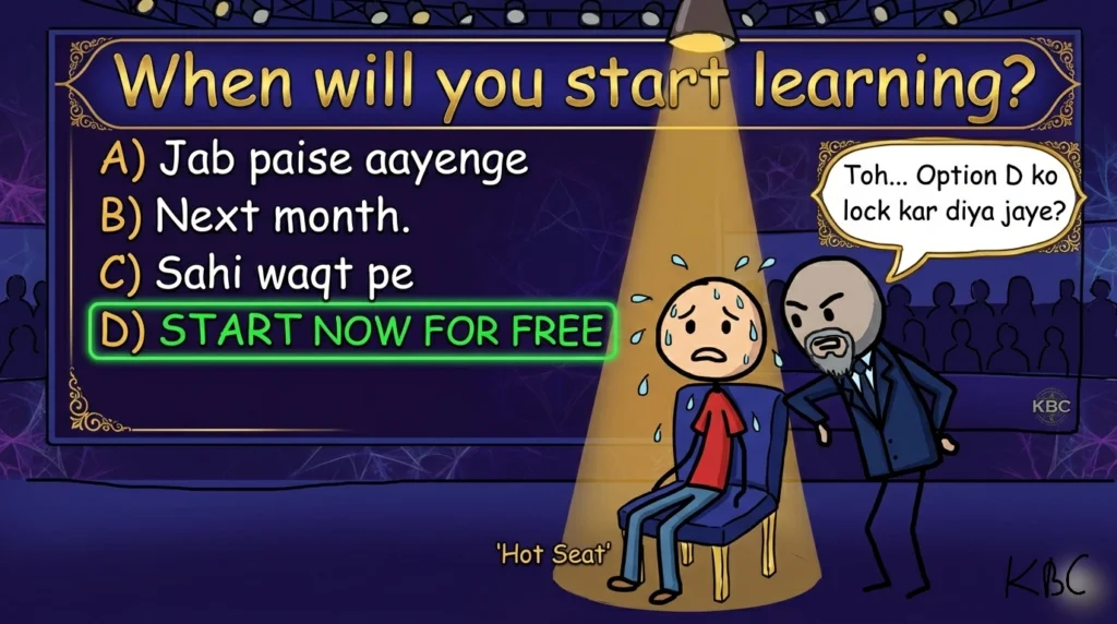 Student delaying learning vs starting free learning immediately choice concept
