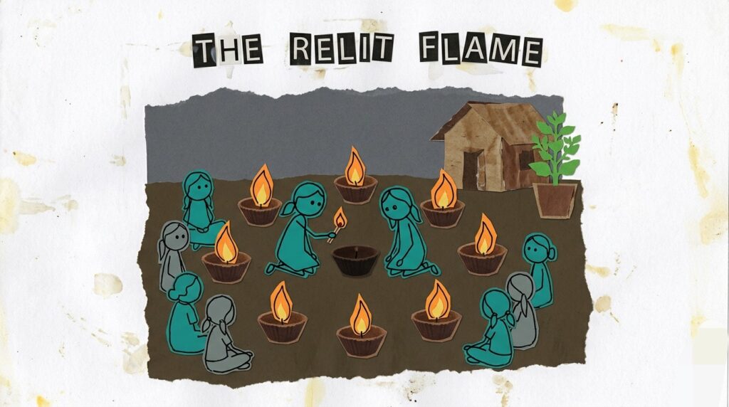 Children sitting around lamps, showing shared learning and hope.
Select 91 more words to run Humanizer.