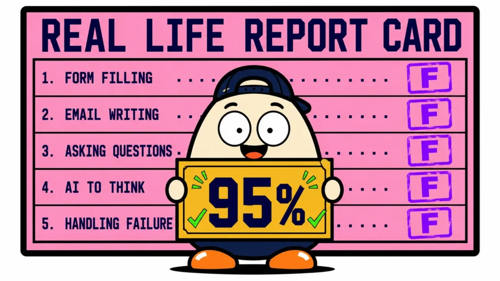 Indian student report card showing failed practical life skills.