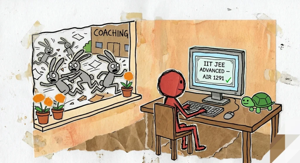 Student learns digitally while others rush to coaching.