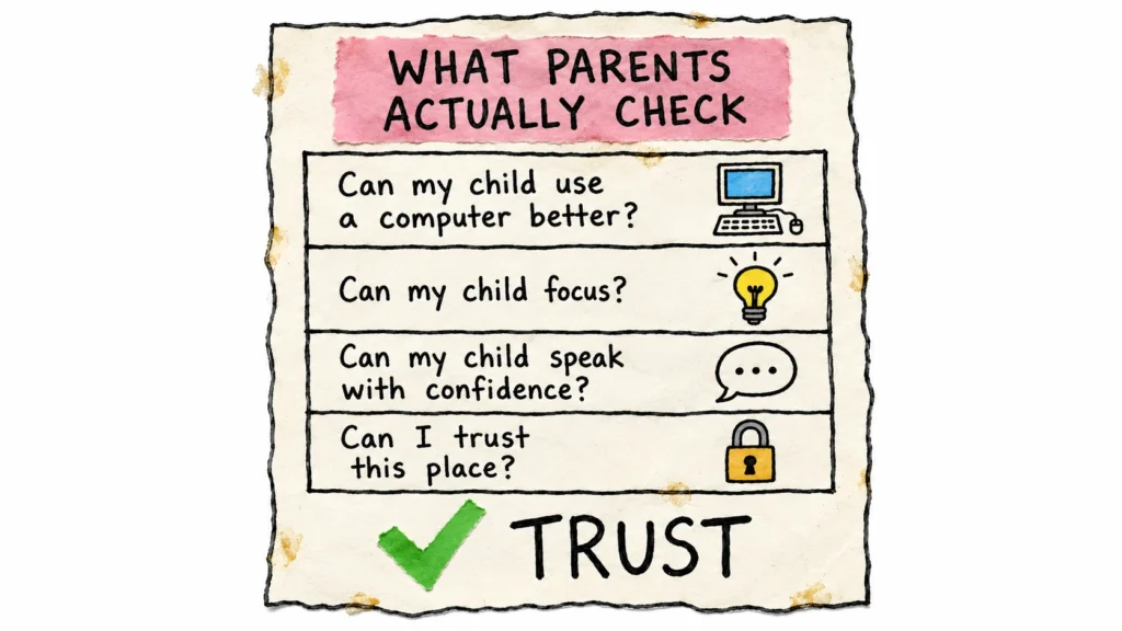 What parents actually check in a low investment education business.