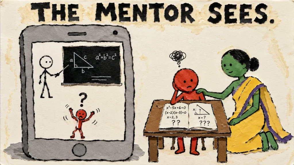 Mentor helping a struggling student better than a coaching centre.