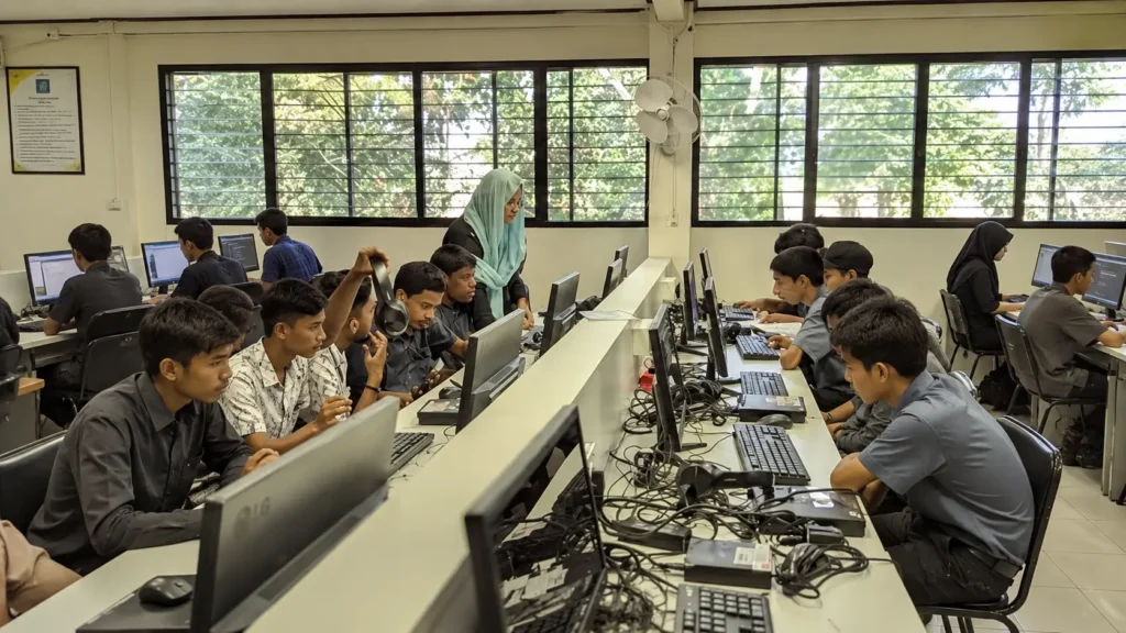 Students in a coaching center alternative focused on digital learning