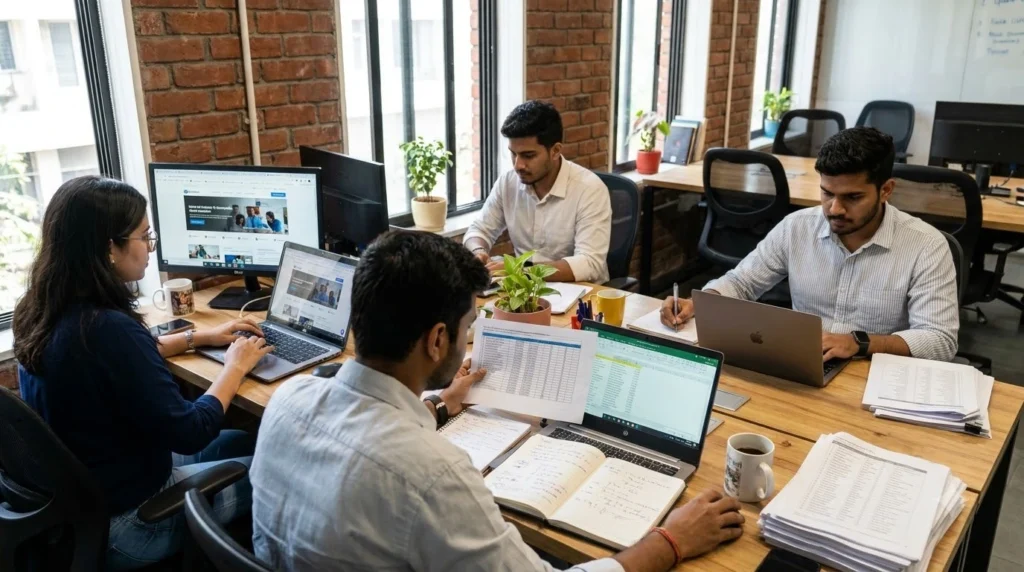 Sales team manually searching hundreds of leads