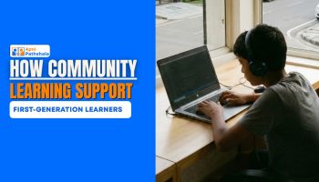 Students learning together in a community learning centre that supports first-generation learners